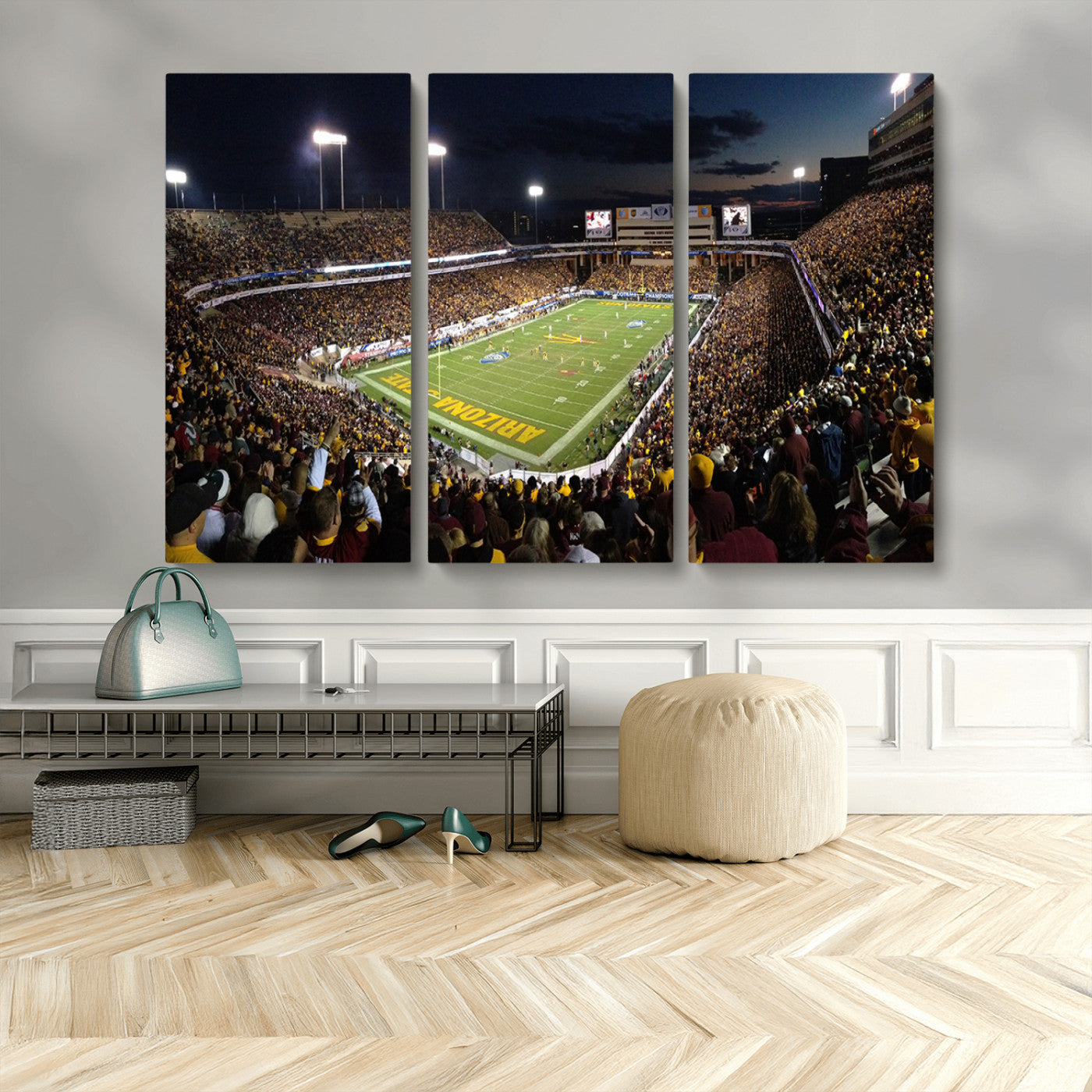 MGV-CV-48X32-3P - ASU Sun Devils Football Team Print Canvas - Phoenix Mountain America Stadium Wall Art Canvas Print