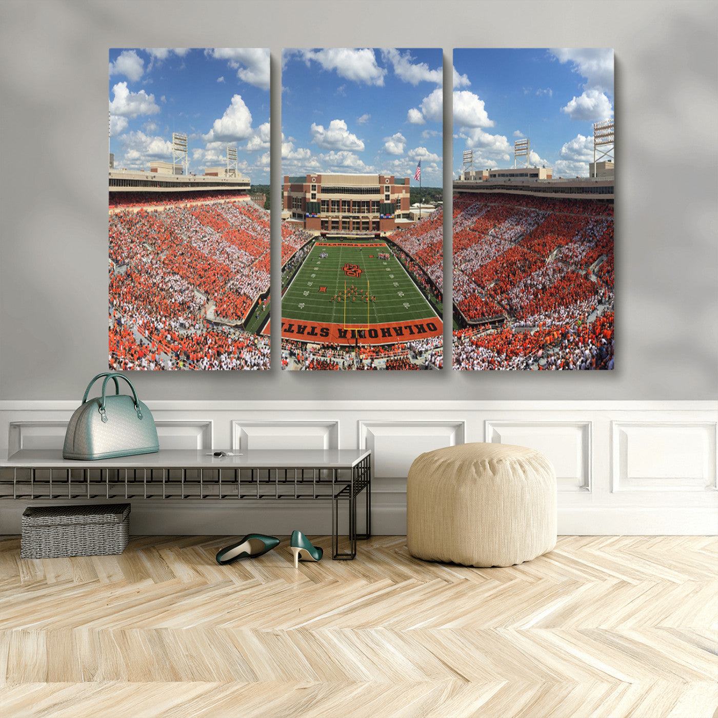 MGV-CV-48X32-3P - Oklahoma State Cowboys Football Team Print - Stillwater Boone Pickens Stadium Wall Art Canvas Print