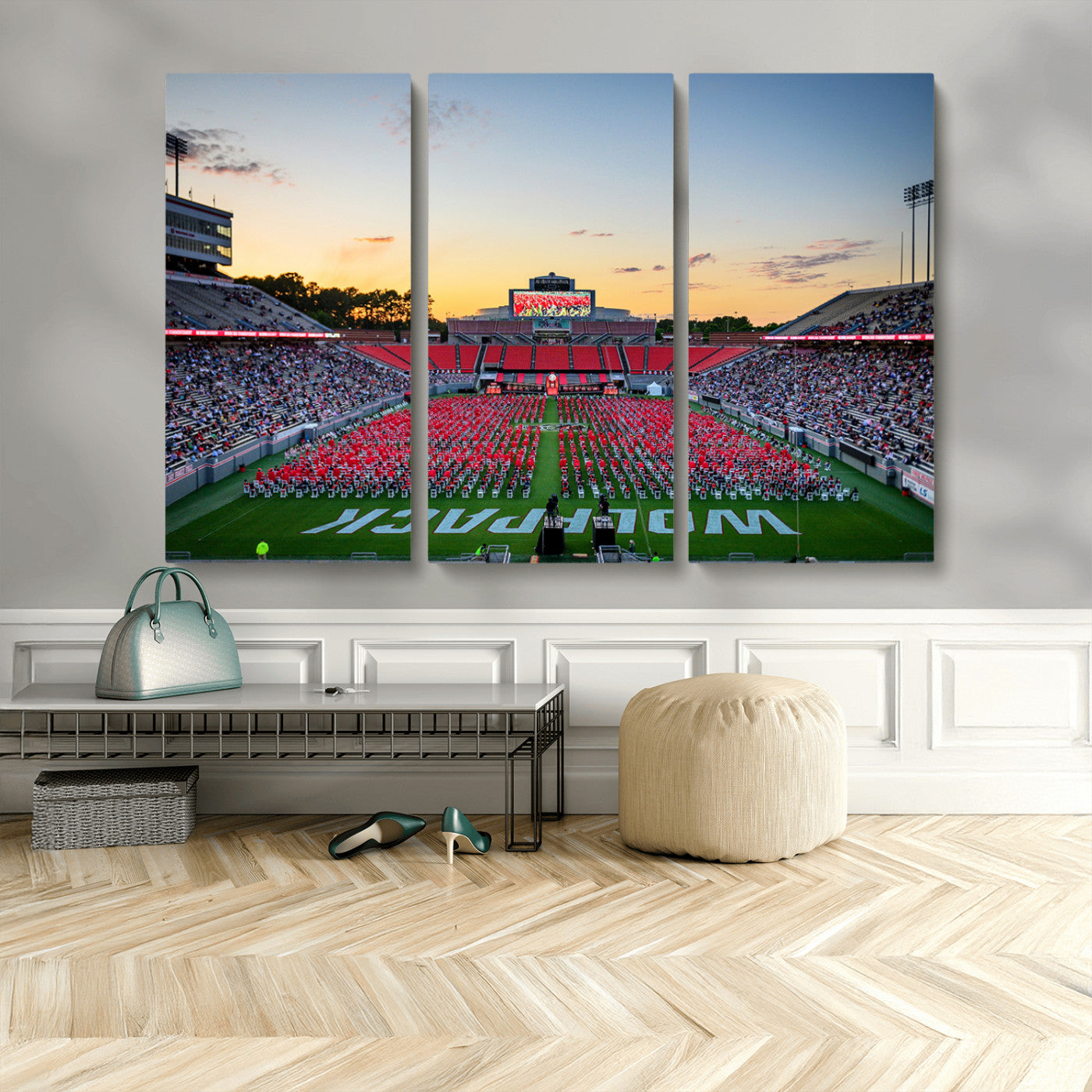 MGV-CV-48X32-3P - NC State Wolfpack Football Team Print Wall Art - Raleigh Carter-Finley Stadium Wall Art Canvas Print