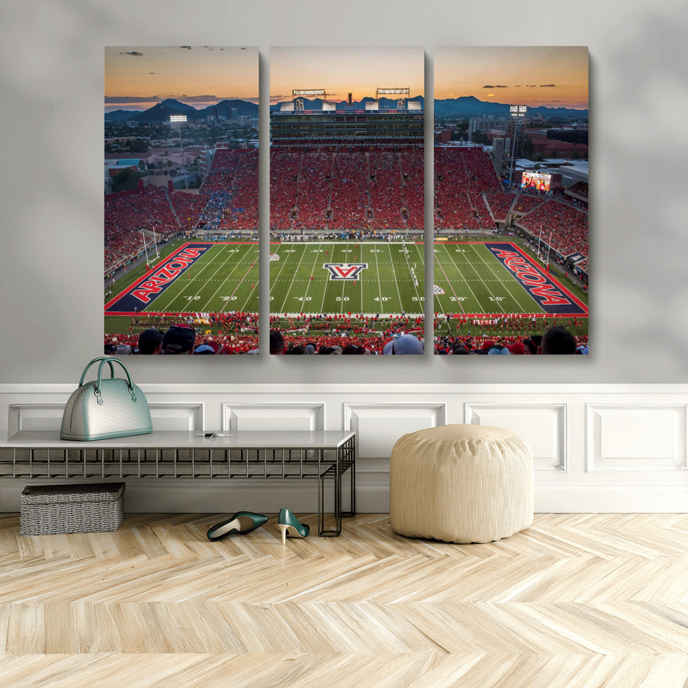 MGV-CV-48X32-3P - Arizona Wildcats Football Team Print - Tucson Arizona Stadium Wall Art Canvas Print