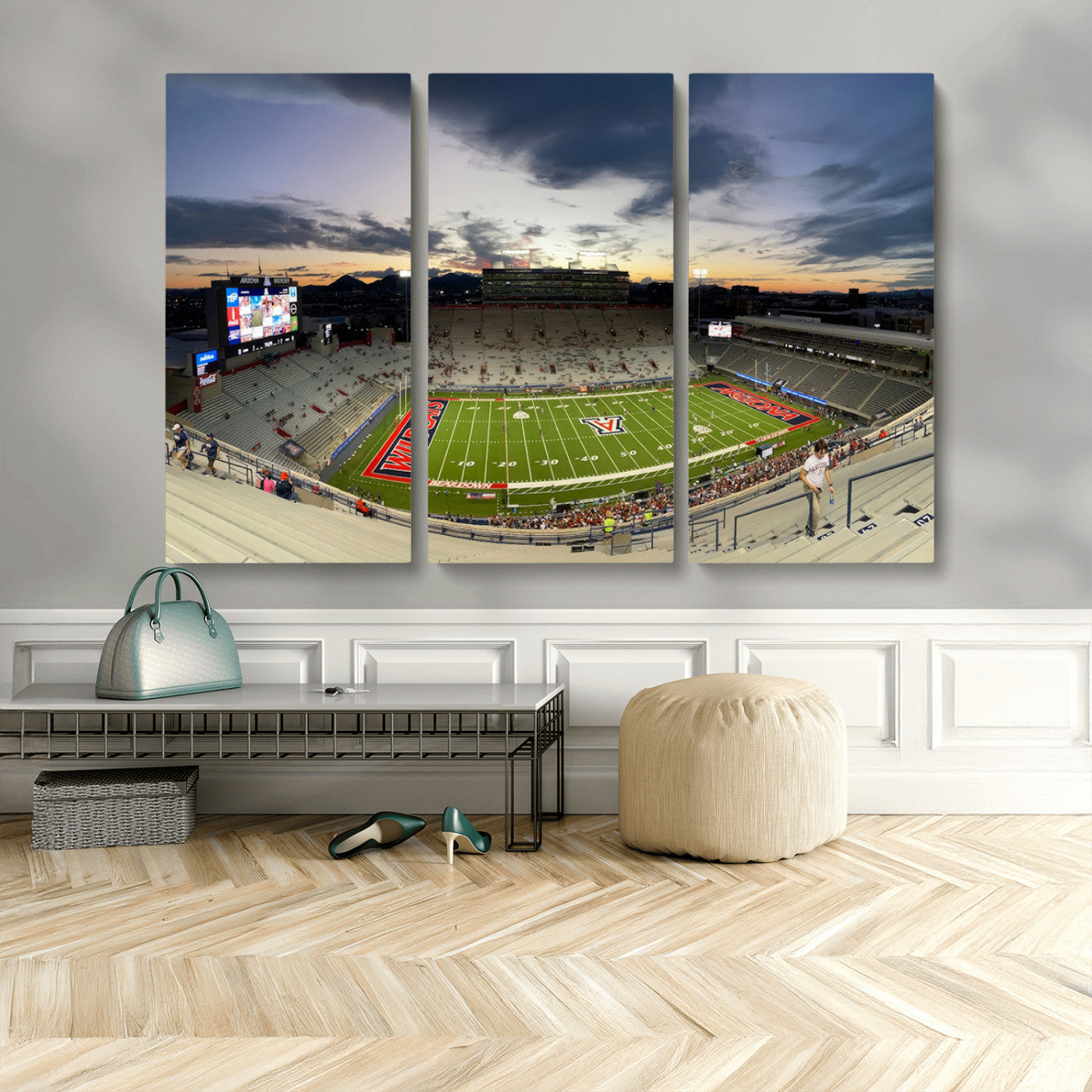 MGV-CV-48X32-3P - Arizona Wildcats Football Team Print - Tucson Arizona Stadium Wall Art Canvas Print