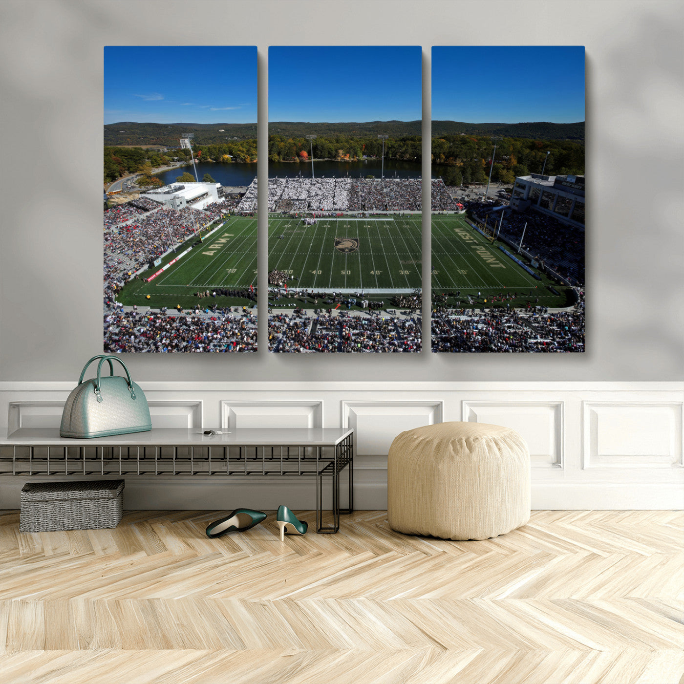 MGV-CV-48X32-3P - Army Black Knights Football Team Print - West Point Michie Stadium Wall Art Canvas Print