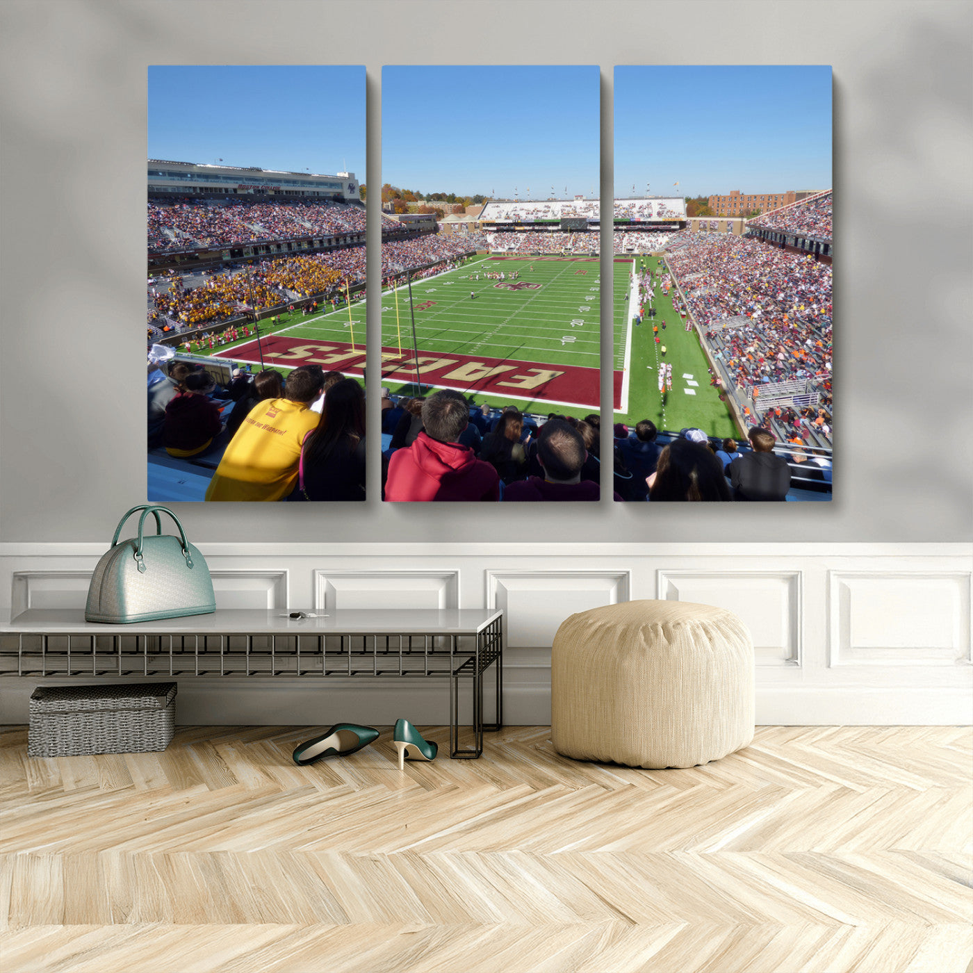 MGV-CV-48X32-3P - Boston College Eagles Football Team Print - Boston Alumni Stadium Wall Art Canvas Print