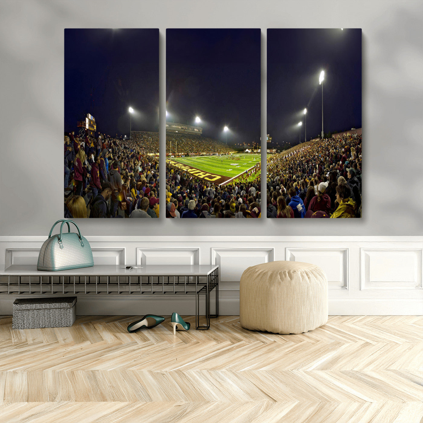 MGV-CV-48X32-3P - Central Michigan University Chippewas Canvas Wall Art, Football Team Print - Mount Pleasant