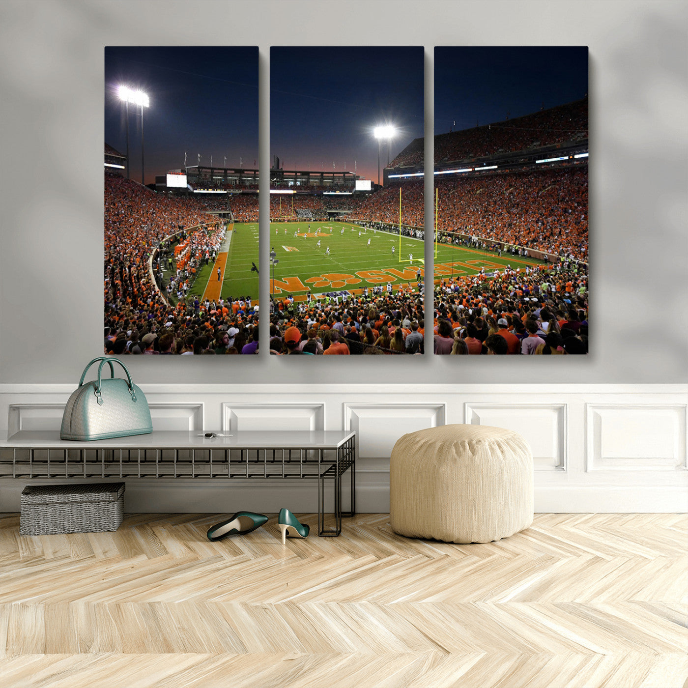 MGV-CV-48X32-3P - Clemson University Tigers Art Print, Football Team Print - Clemson Memorial Stadium Wall Art Canvas