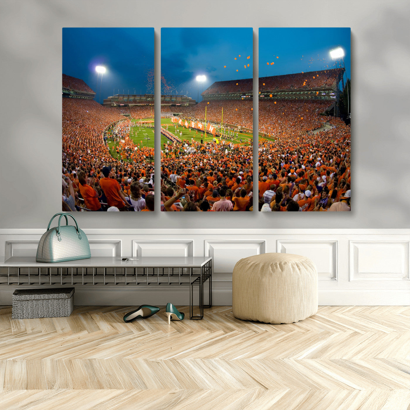 MGV-CV-48X32-3P - Clemson University Tigers Football Team Print - Clemson Memorial Stadium Wall Art Canvas Print