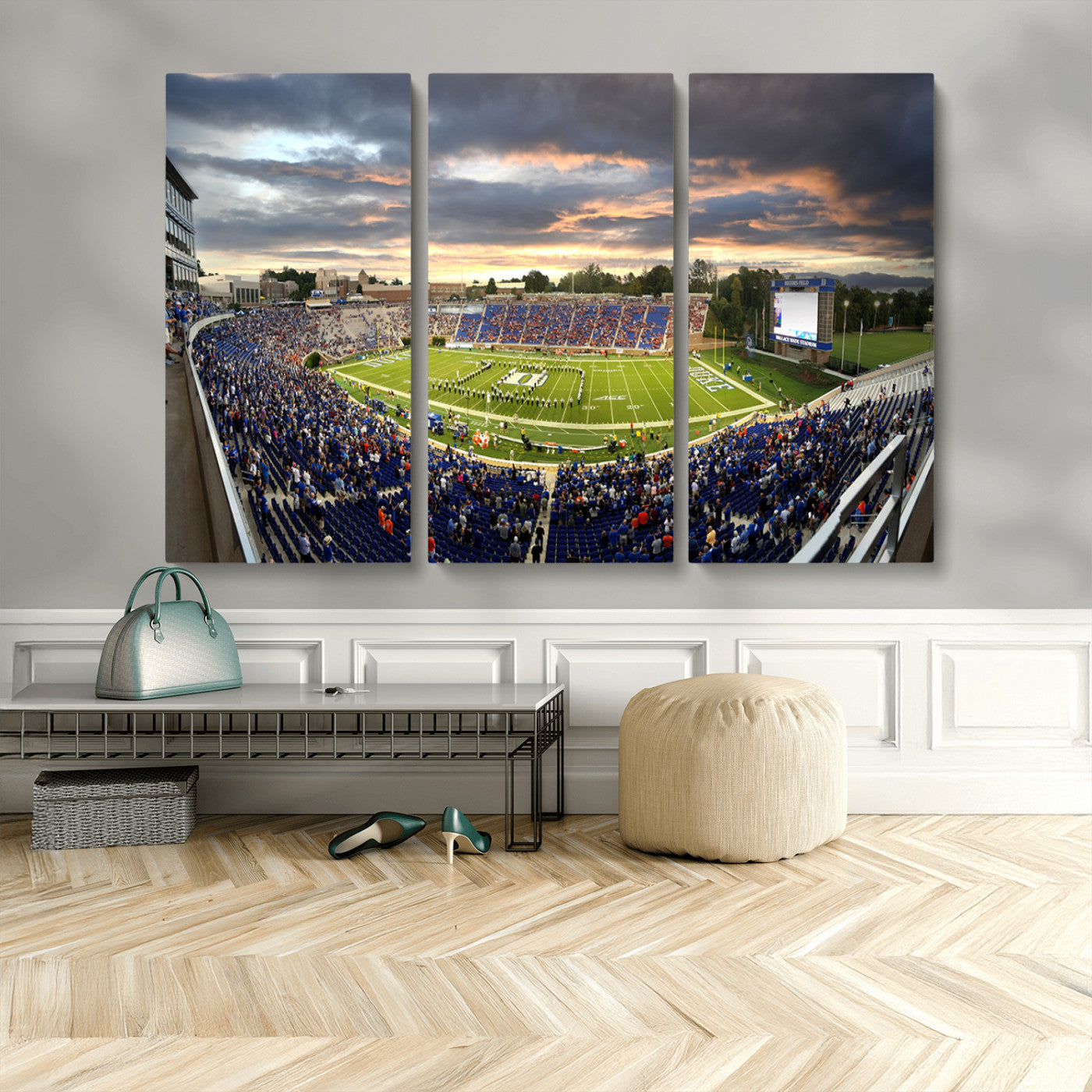 MGV-CV-48X32-3P - Duke University Blue Devils Football Team Print - Durham Wallace Wade Stadium Wall Art Canvas Print