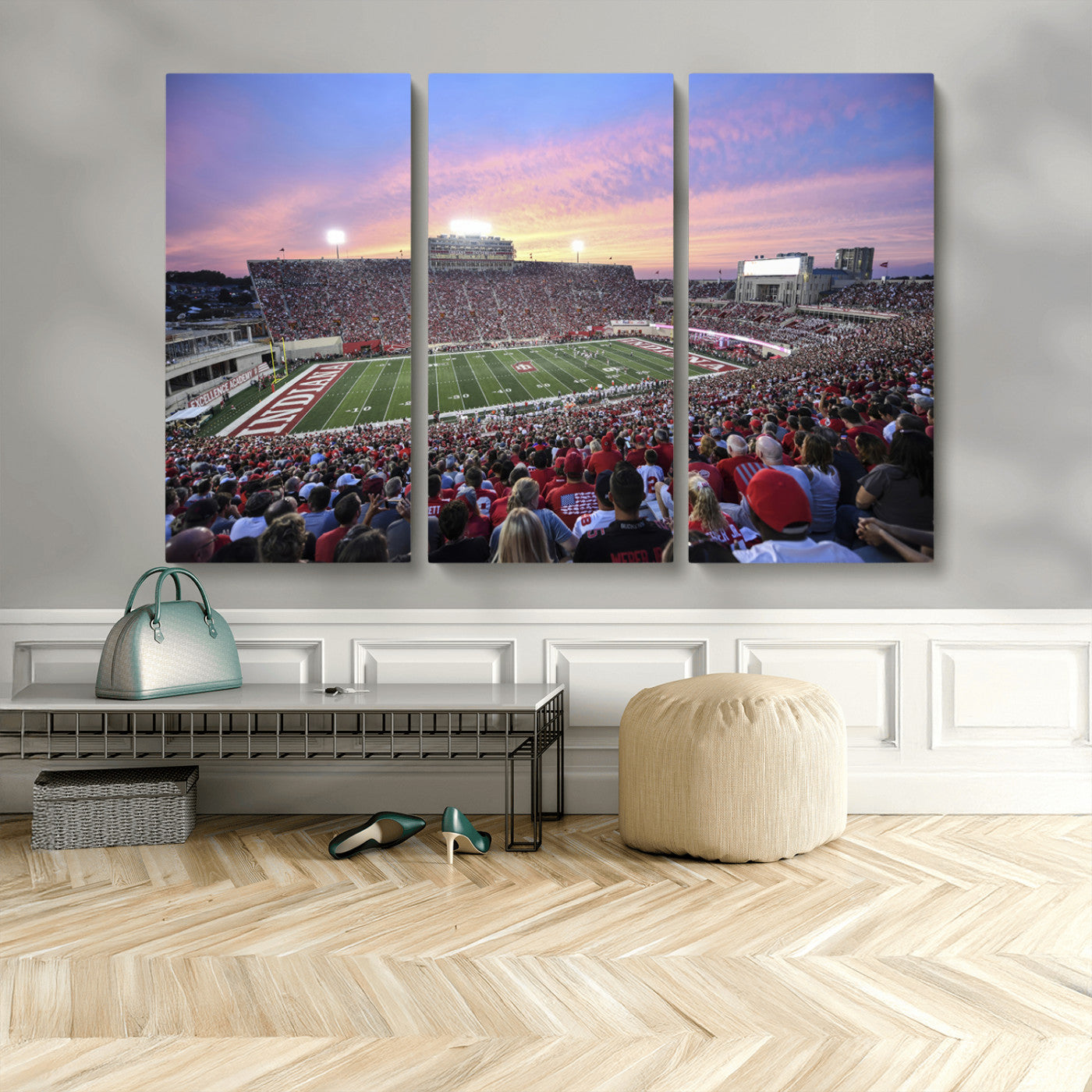 MGV-CV-48X32-3P - Indiana University Hoosiers Football Team Print - Bloomington Memorial Stadium Wall Art Canvas Print