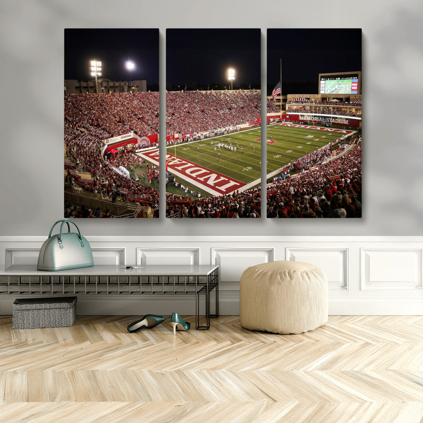 MGV-CV-48X32-3P - Indiana University Hoosiers Football Team Print Canvas - Bloomington Memorial Stadium Wall Art