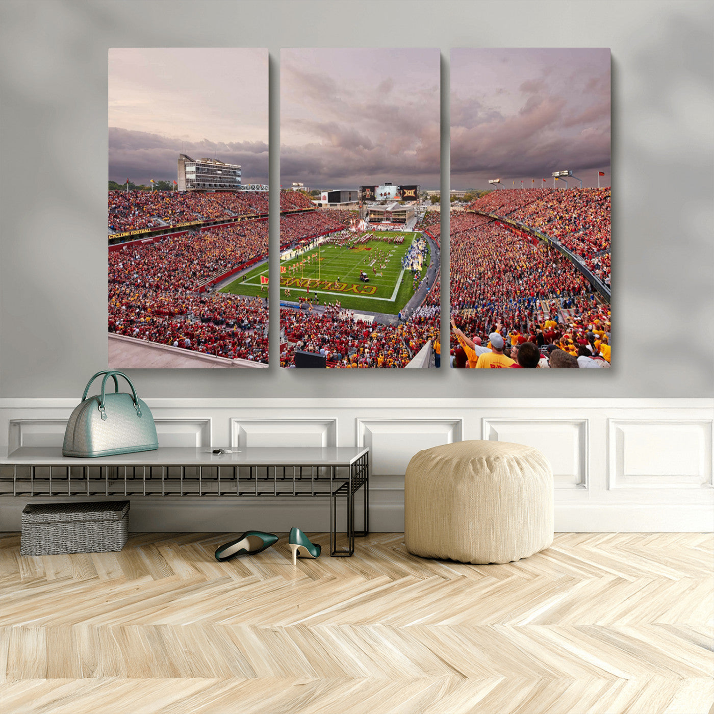 MGV-CV-48X32-3P - Iowa State University Cyclones Football Team Print - Ames Jack Trice Stadium Wall Art Canvas Print