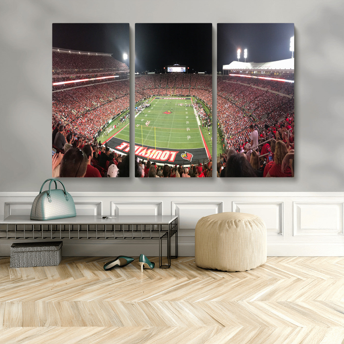 MGV-CV-48X32-3P - University of Louisville Cardinals Football Team Print - Louisville Cardinal Stadium Wall Art Canvas