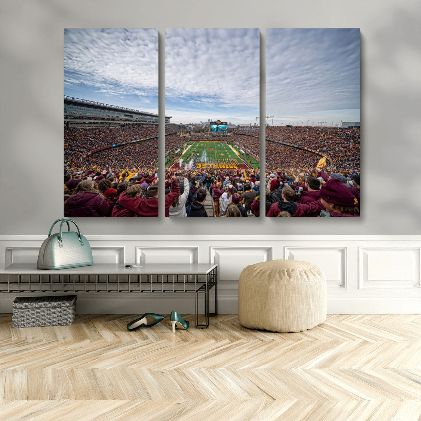 MGV-CV-48X32-3P - University of Minnesota Golden Gophers Football Team Print - Minneapolis Huntington Bank Stadium Art