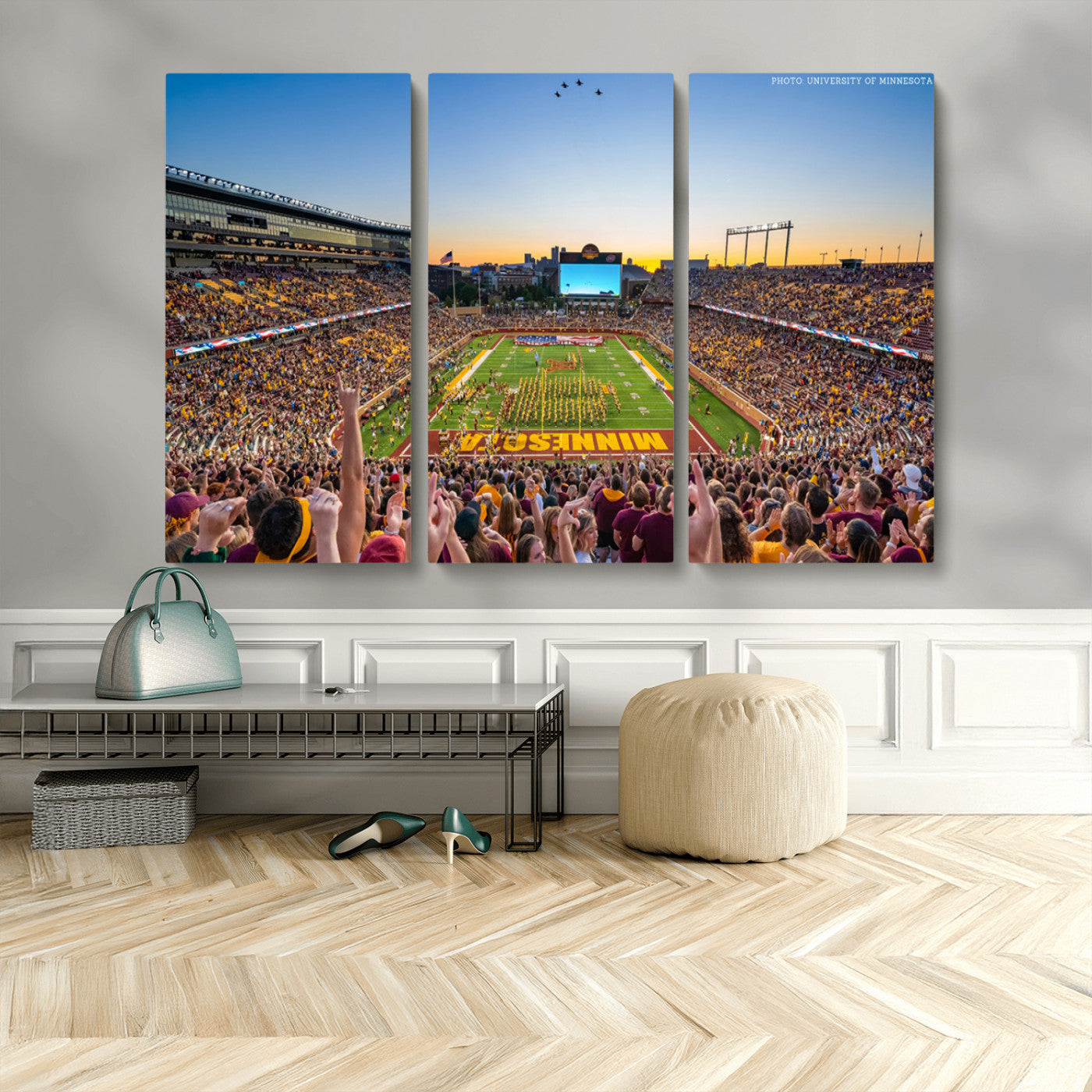 MGV-CV-48X32-3P - University of Minnesota Golden Gophers Football Team Print - Minneapolis Huntington Bank Stadium