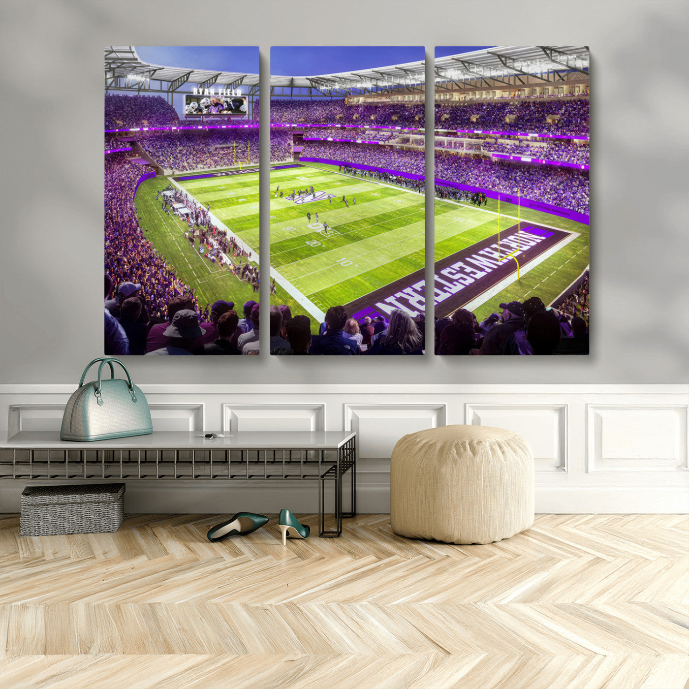 MGV-CV-48X32-3P - Northwestern University Wildcats Football Team Print - Evanston Ryan Field Wall Art Canvas Print