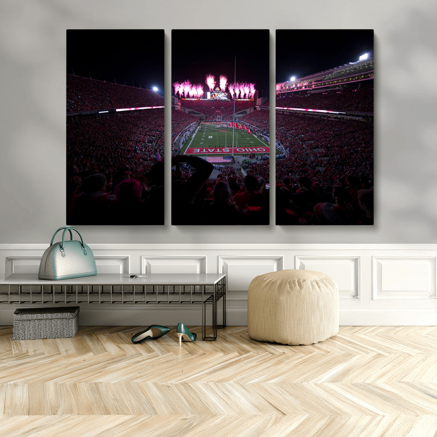 MGV-CV-48X32-3P - Ohio State University Buckeyes Football Team Print - Columbus Ohio Stadium Wall Art Canvas Print