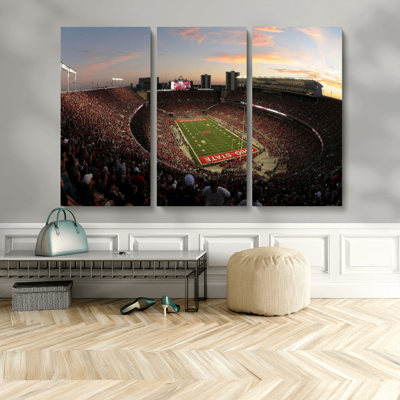 MGV-CV-48X32-3P - Ohio State University Buckeyes Football Team Print - Columbus Ohio Stadium Wall Art Canvas Print