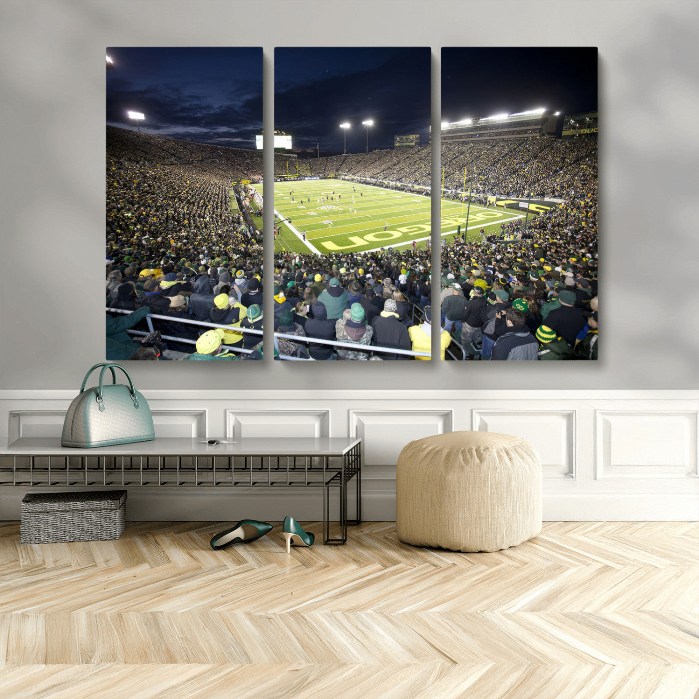 MGV-CV-48X32-3P - University of Oregon Ducks Football Team Print - Eugene Autzen Stadium Wall Art Canvas Print