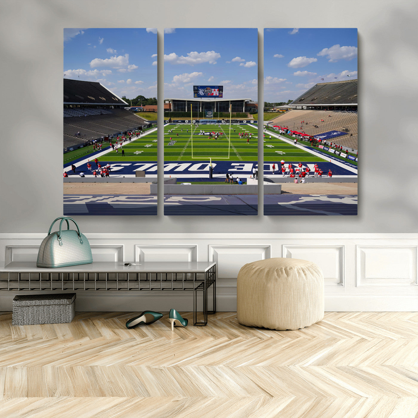 MGV-CV-48X32-3P - Rice University Owls Football Team Print - Houston Rice Stadium Wall Art Canvas Print