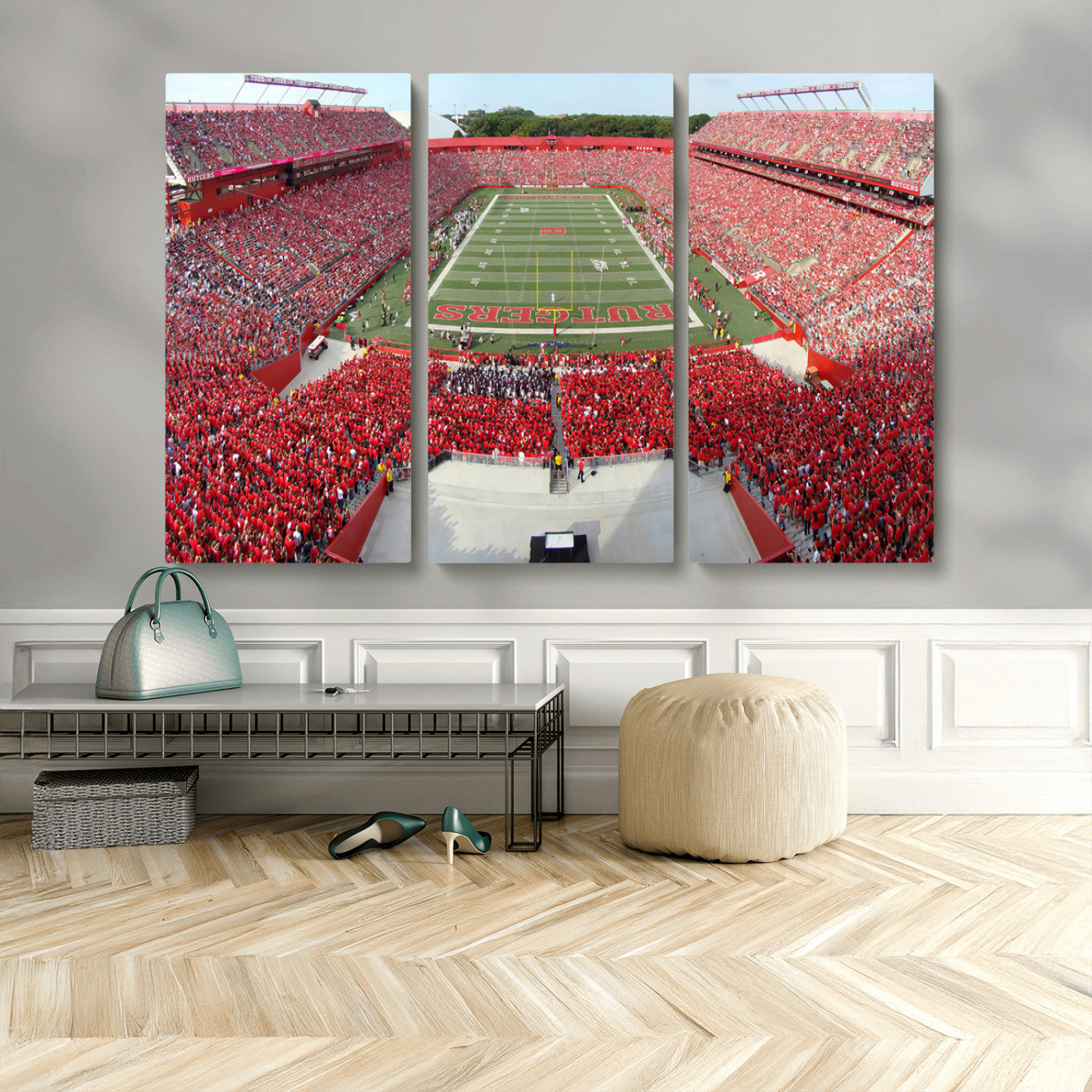 MGV-CV-48X32-3P - Rutgers Scarlet Knights Football Team Print - Piscataway SHI Stadium Wall Art Canvas Print