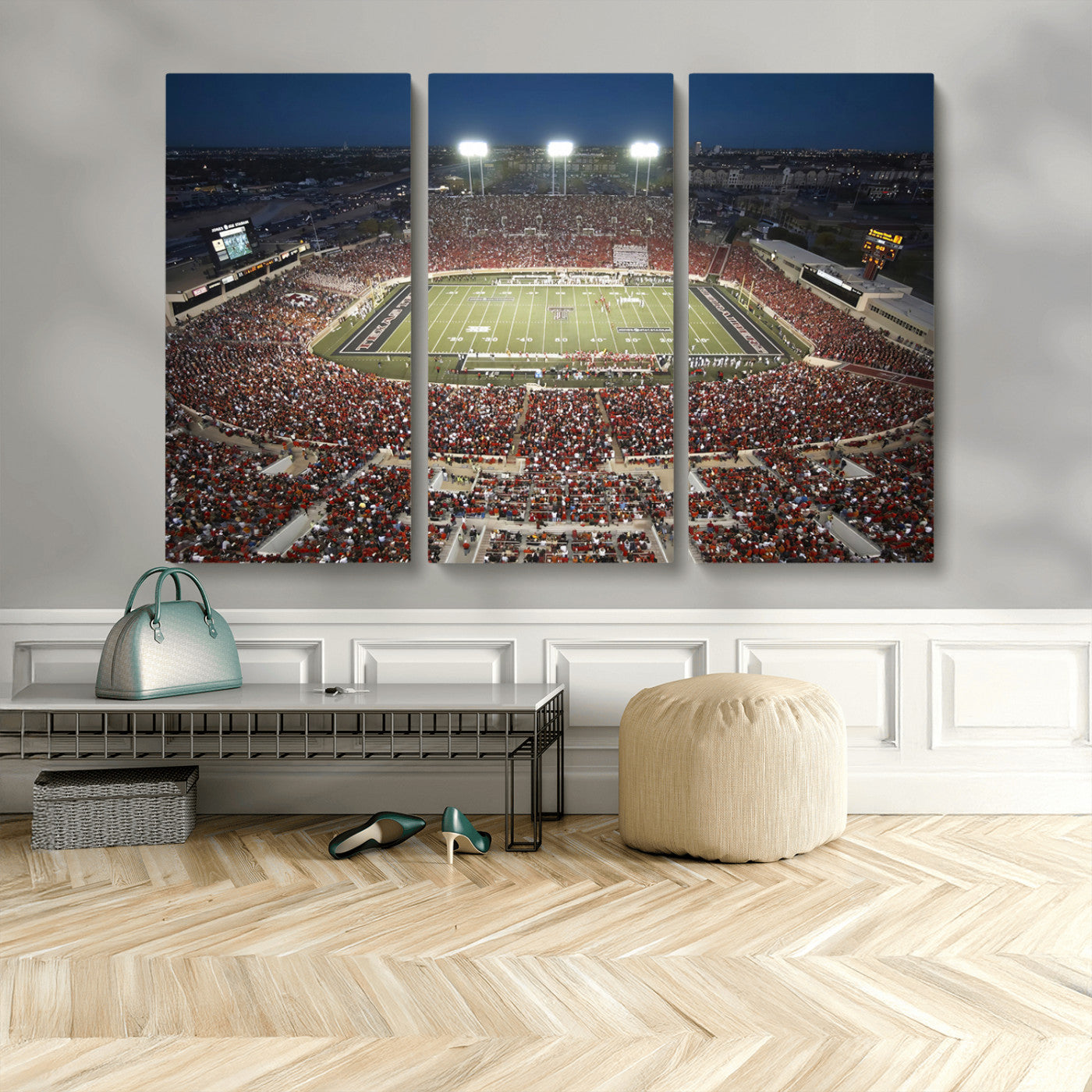MGV-CV-48X32-3P - Texas Tech Red Raiders Football Team Print - Lubbock Jones AT&T Stadium Wall Art Canvas Print