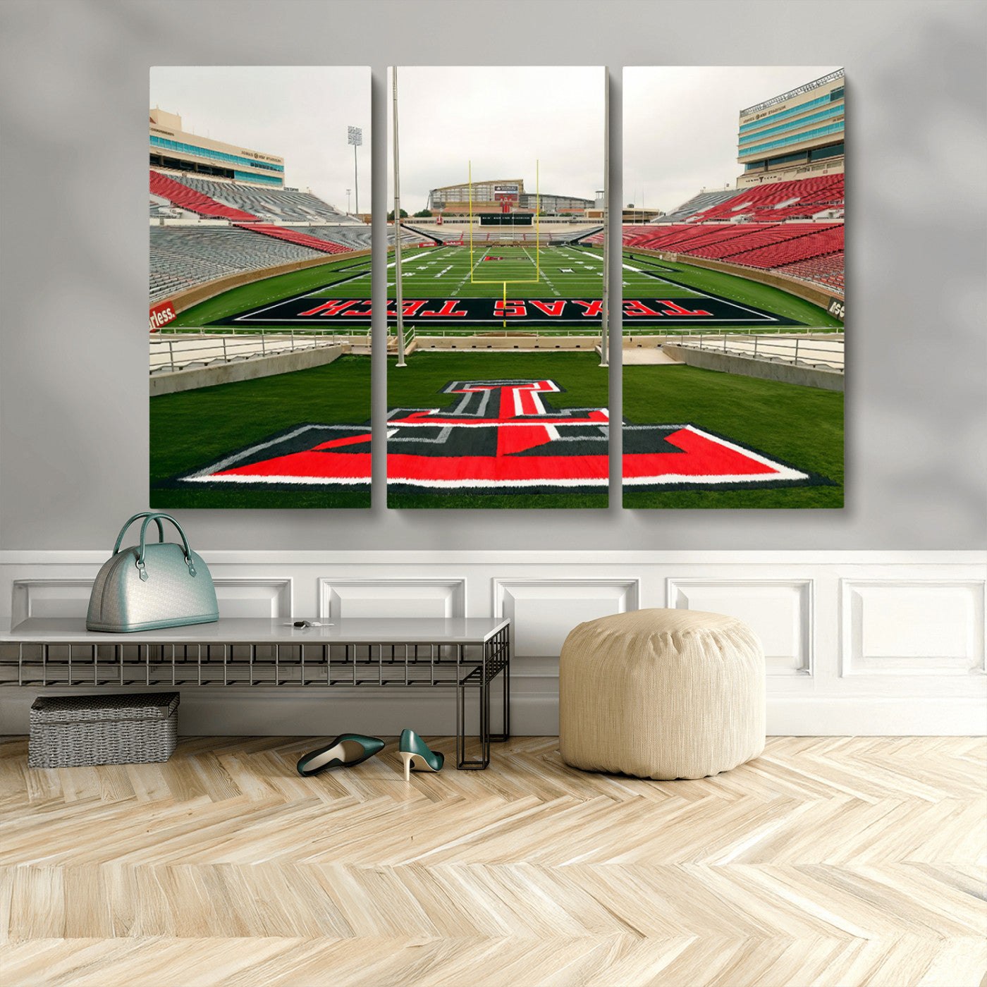 MGV-CV-48X32-3P - Texas Tech Red Raiders Football Team Print - Lubbock Jones AT&T Stadium Wall Art Canvas Print