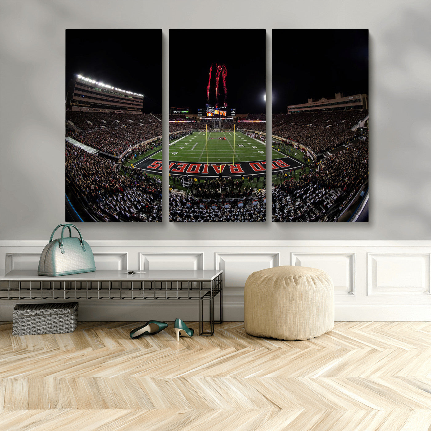 MGV-CV-48X32-3P - Framed Texas Tech Red Raiders Stadium Canvas, Texas Tech Red Raiders Football Team Print - Lubbock