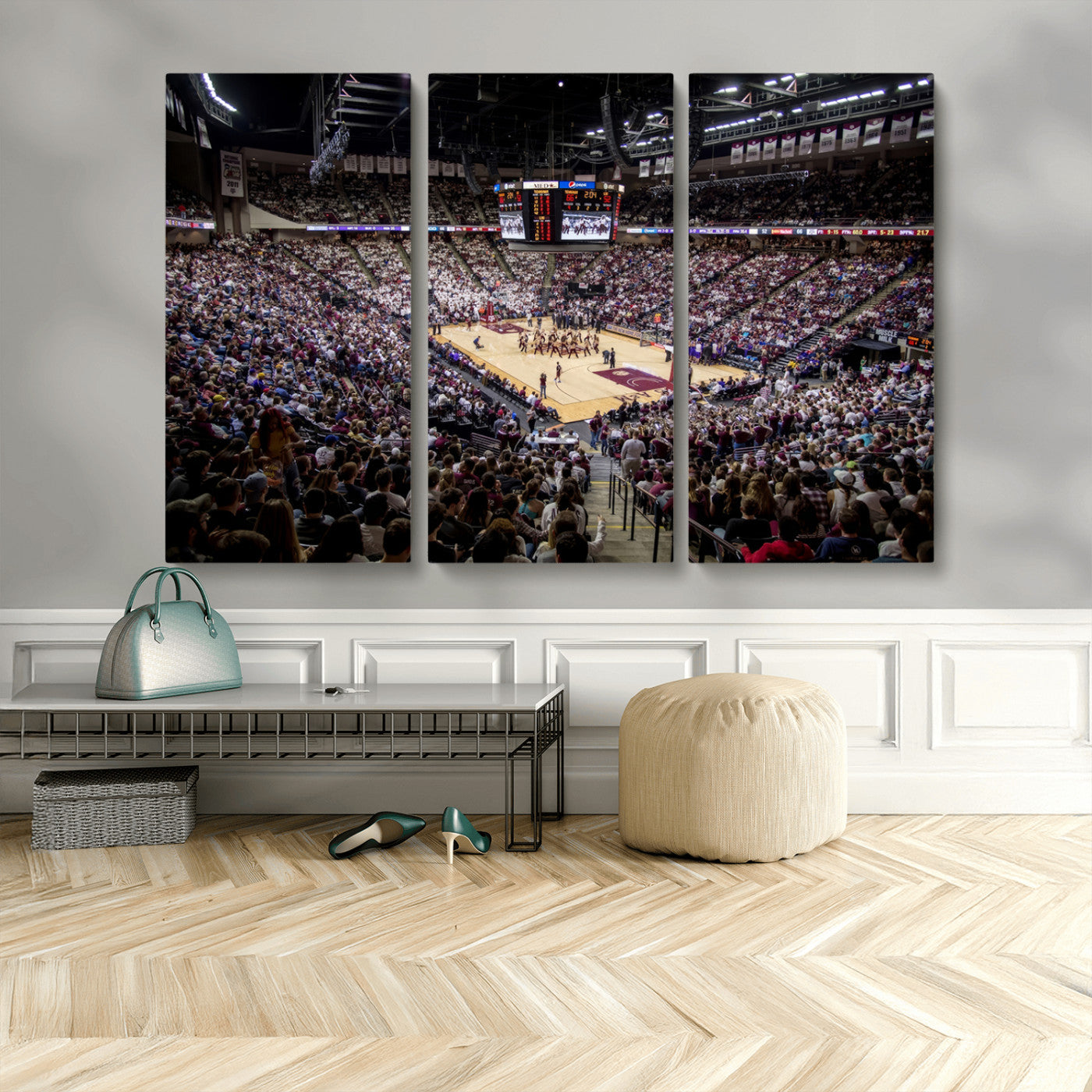 MGV-CV-48X32-3P - University of Nebraska Cornhuskers Basketball Team Print - Lincoln Red Arena Wall Art Canvas Print