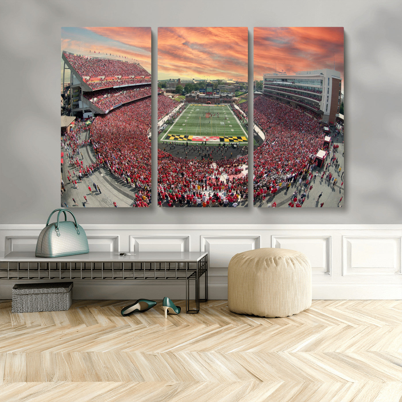 MGV-CV-48X32-3P - University of Maryland Terrapins Football Team Print - College Park SECU Stadium Wall Art Canvas