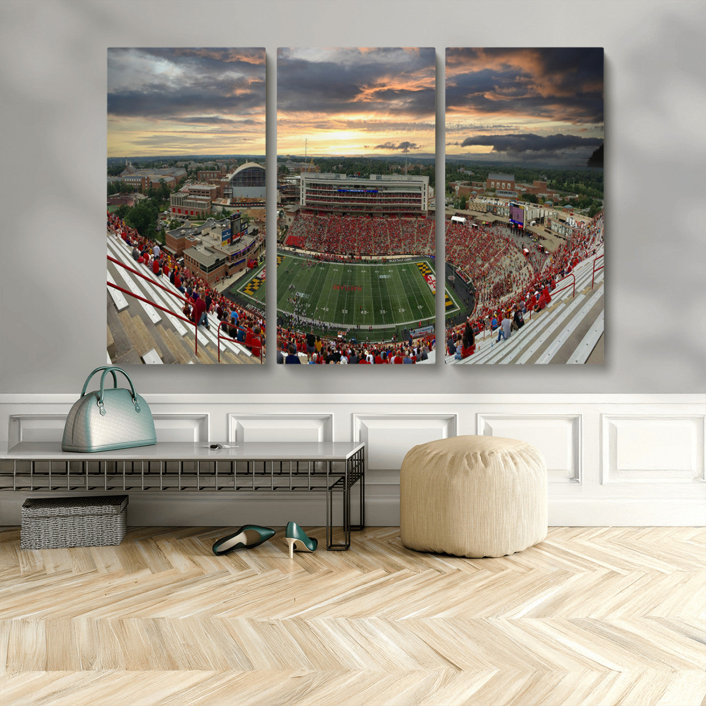 MGV-CV-48X32-3P - University of Maryland Terrapins Football Team Print - College Park SECU Stadium Wall Art Canvas