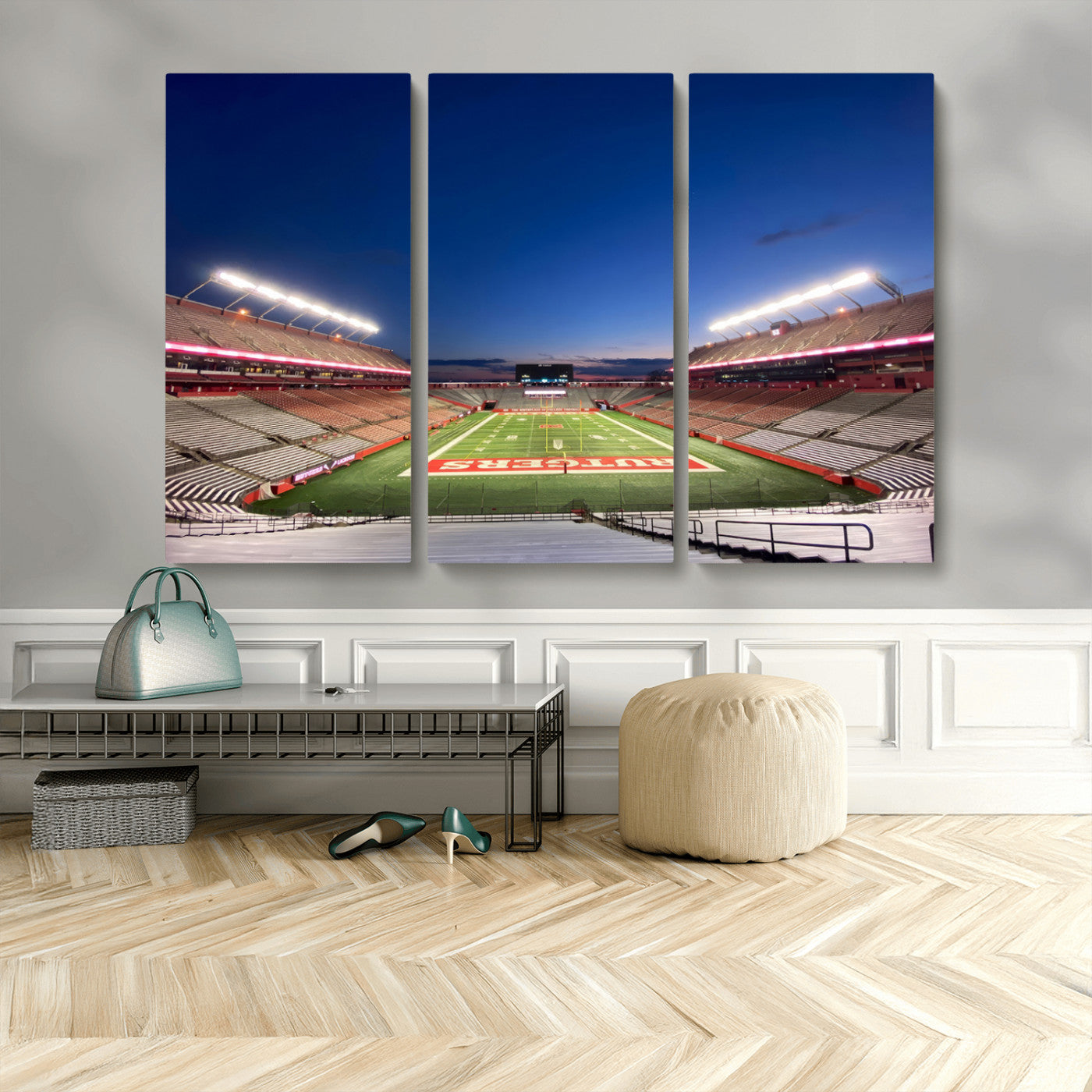 MGV-CV-48X32-3P - Rutgers Scarlet Knights Football Team Print - Piscataway SHI Stadium Wall Art Canvas Print