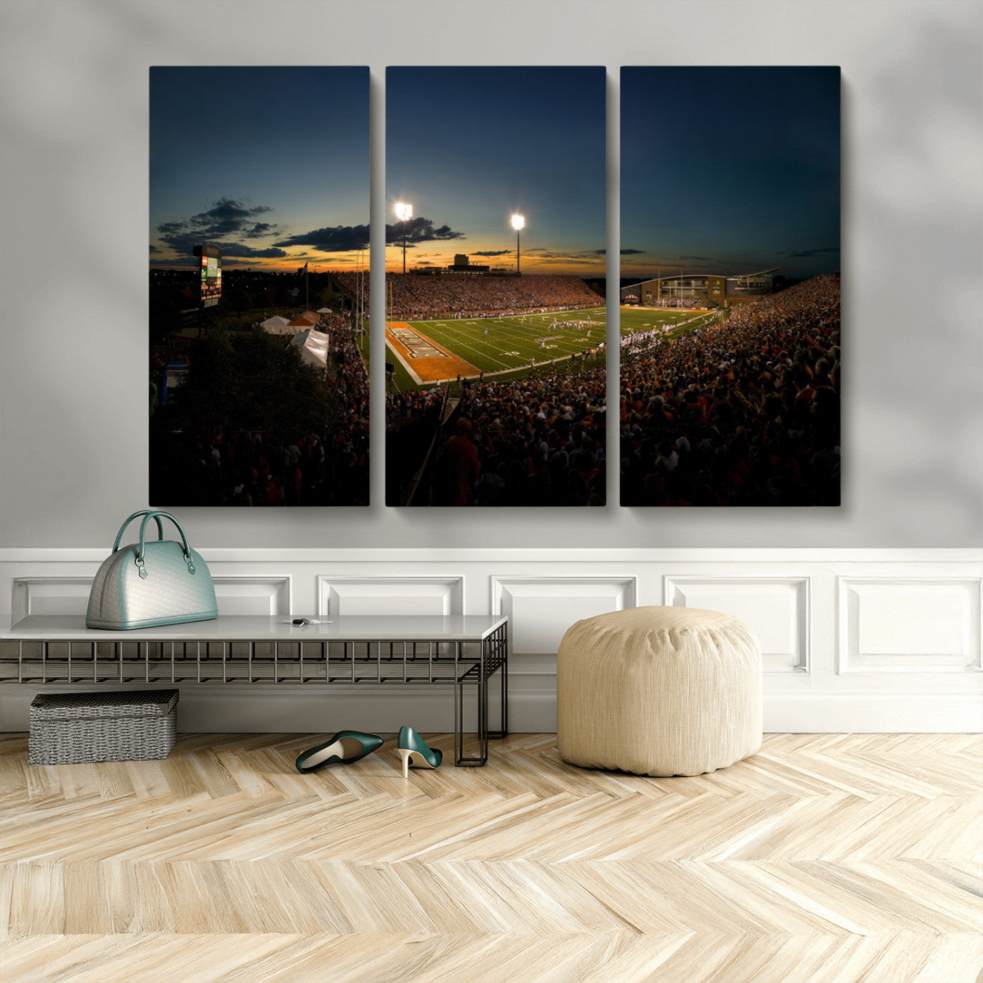 MGV-CV-48X32-3P - Ball State Cardinals Football Team Print - Muncie Scheumann Stadium Wall Art Canvas Print