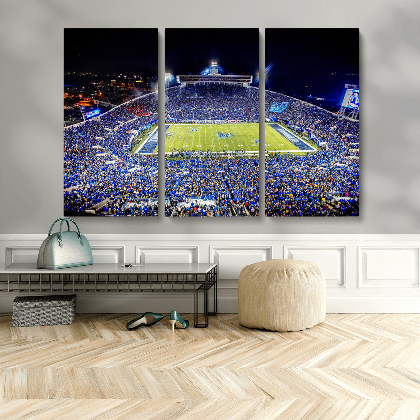 MGV-CV-48X32-3P - University of Memphis Tigers Football Team Print - Memphis Simmons Bank Liberty Stadium Wall Art