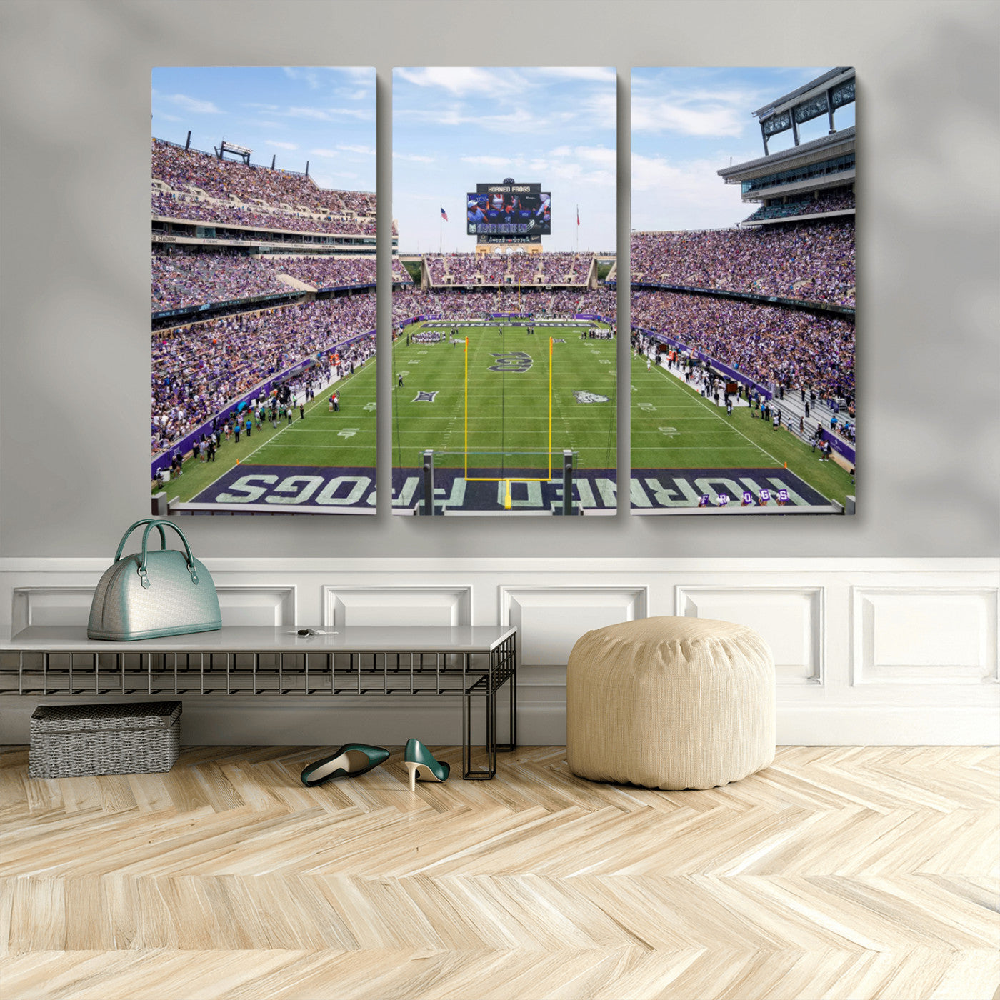 MGV-CV-48X32-3P - TCU Horned Frogs Football Team Print - Fort Worth Amon G. Carter Stadium Wall Art Canvas Print