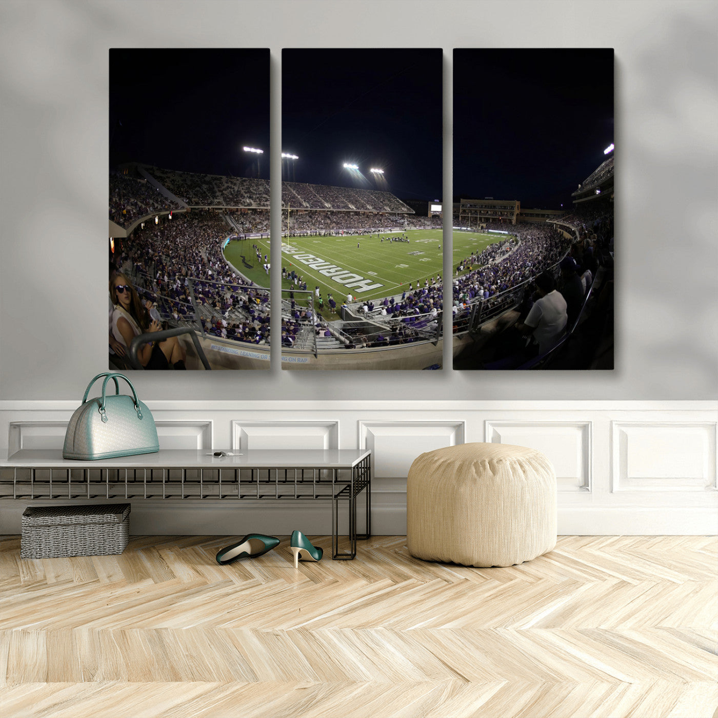 MGV-CV-48X32-3P - TCU Horned Frogs Football Team Print - Fort Worth Amon G. Carter Stadium Wall Art Canvas Print.