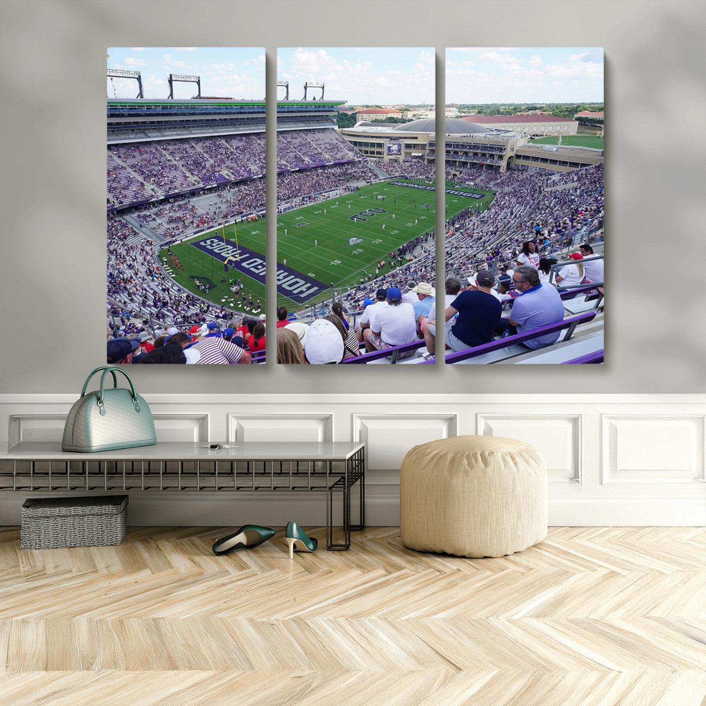 MGV-CV-48X32-3P - The Texas Christian University TCU Horned Frogs Football Team Print - Fort Worth Amon G. Carter