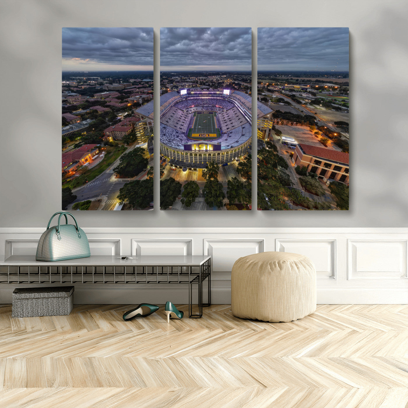 MGV-CV-48X32-3P - The Louisiana State University Tigers Football Team Print - Baton Rouge Tiger Stadium Wall Art