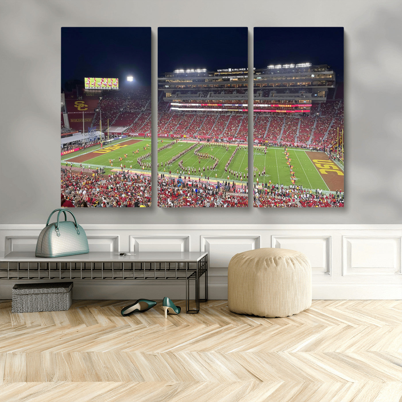 MGV-CV-48X32-3P - The University of Southern California USC Trojans Football Team Print - Los Angeles Memorial