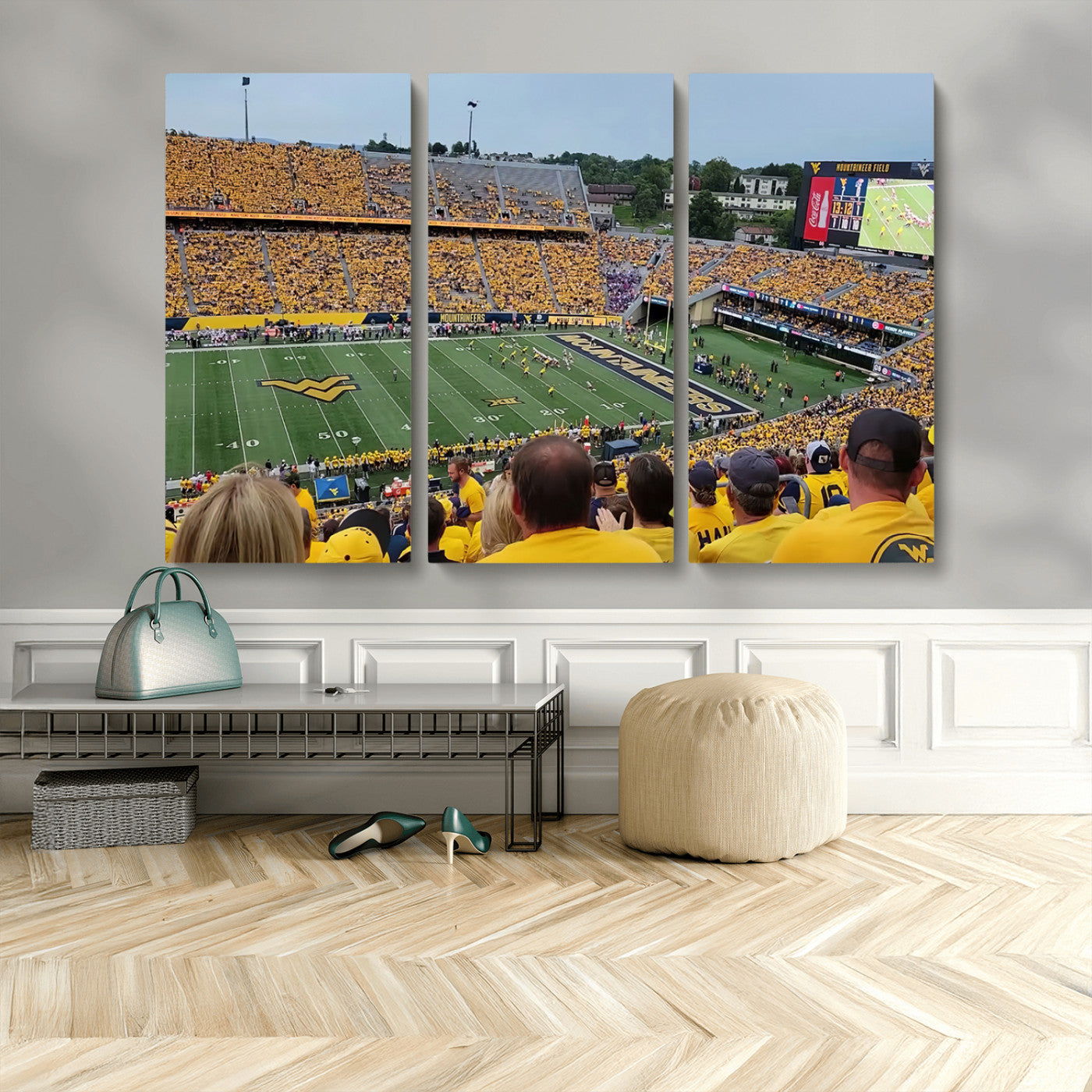 MGV-CV-48X32-3P - Puskar Stadium Canvas Print Wall Art - Morgantown Print - West Virginia University Mountaineers