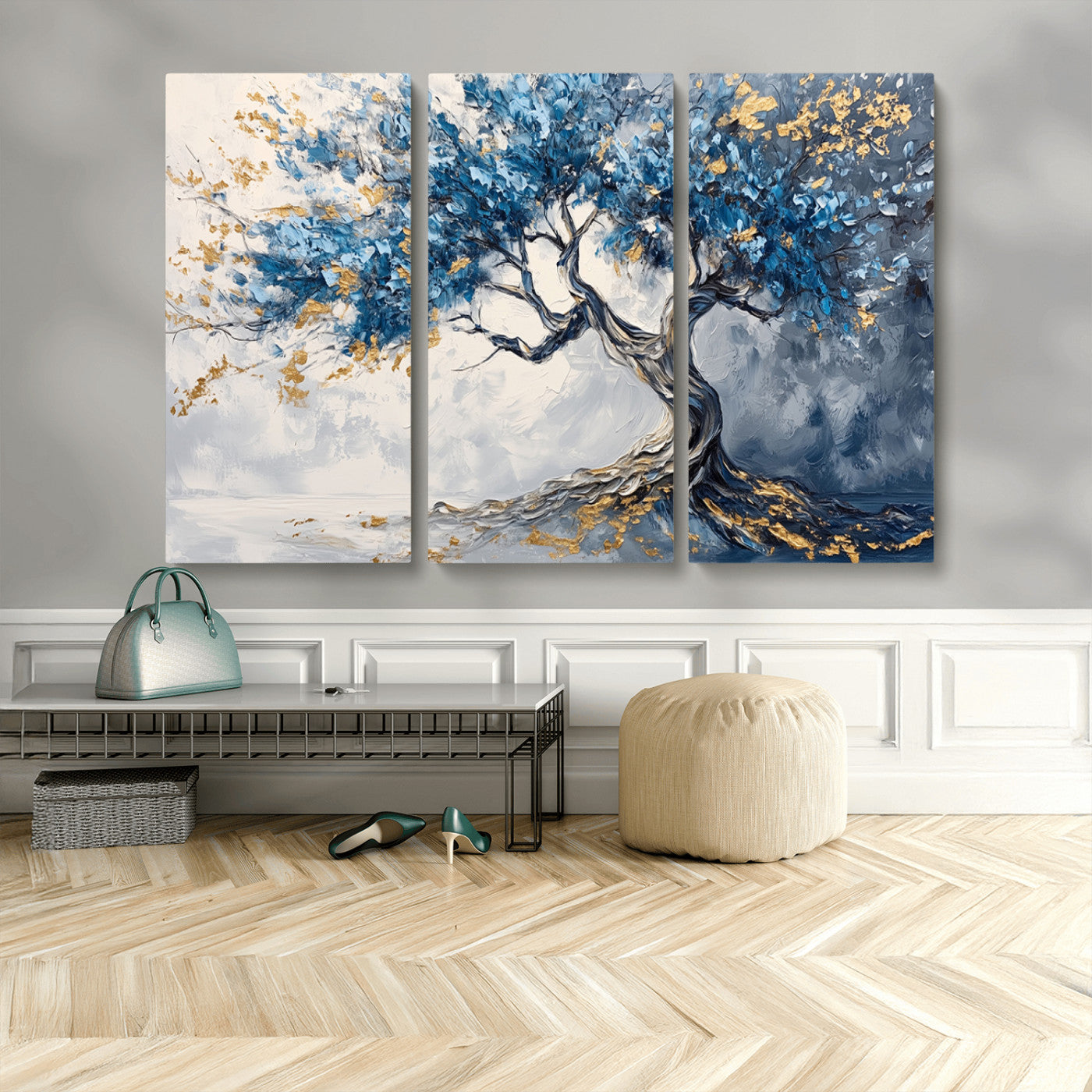 MGV-CV-48X32-3P - Abstract Tree Painting Canvas Wall Art | Tree of Life Painting Wall Art Canvas Print