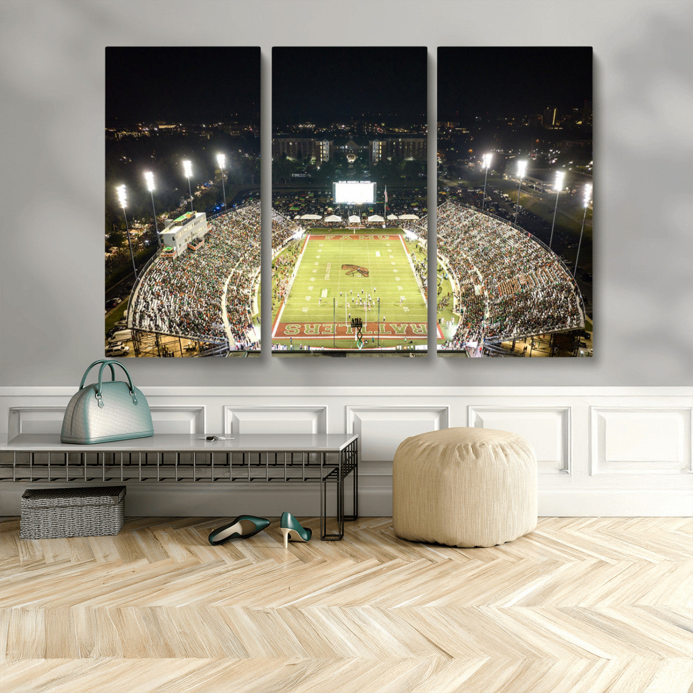 MGV-CV-48X32-3P - Florida A&M Rattlers Football Team Print - Tallahassee Bragg Memorial Stadium Wall Art Canvas Print