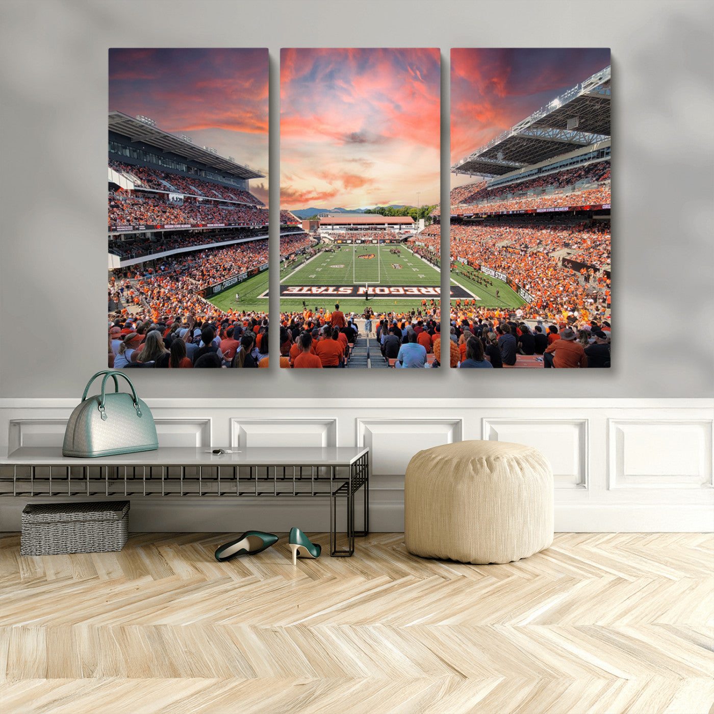 MGV-CV-48X32-3P - Oregon State Beavers Football Team Print - Corvallis Reser Stadium Wall Art Canvas Print