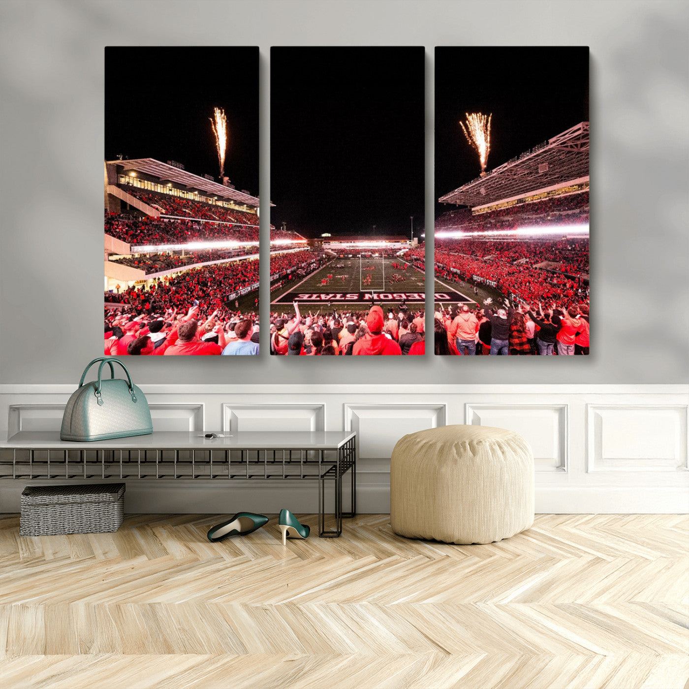 MGV-CV-48X32-3P - Oregon State Beavers Football Team Print - Corvallis Reser Stadium Wall Art Canvas Print
