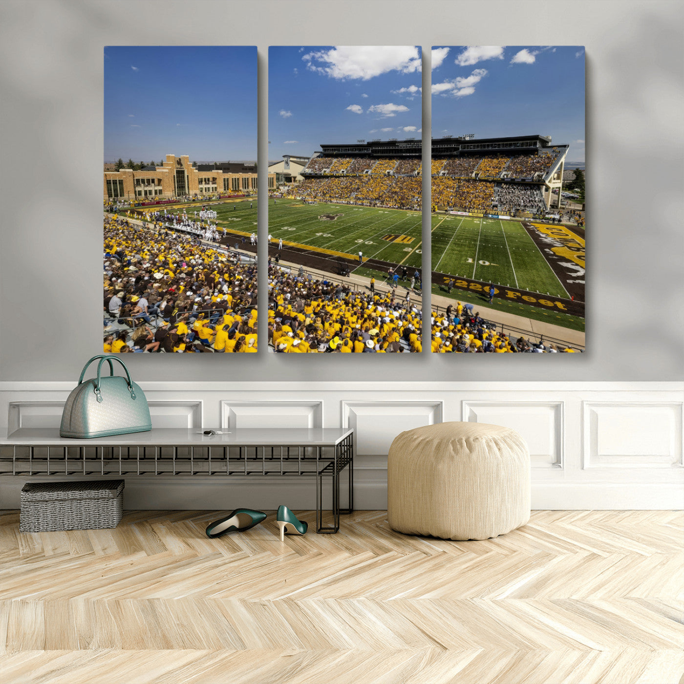 MGV-CV-48X32-3P - University of Wyoming Cowboys Football Team Print - Laramie Jonah Field War Memorial Stadium Wall