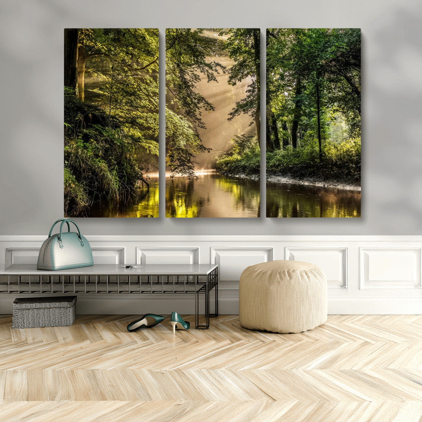 MGV-CV-48X32-3P - Forest Wall Art Print | River Landscape Wall Art | Perfect for Farmhouse Wall Decor, Cabin Wall Art