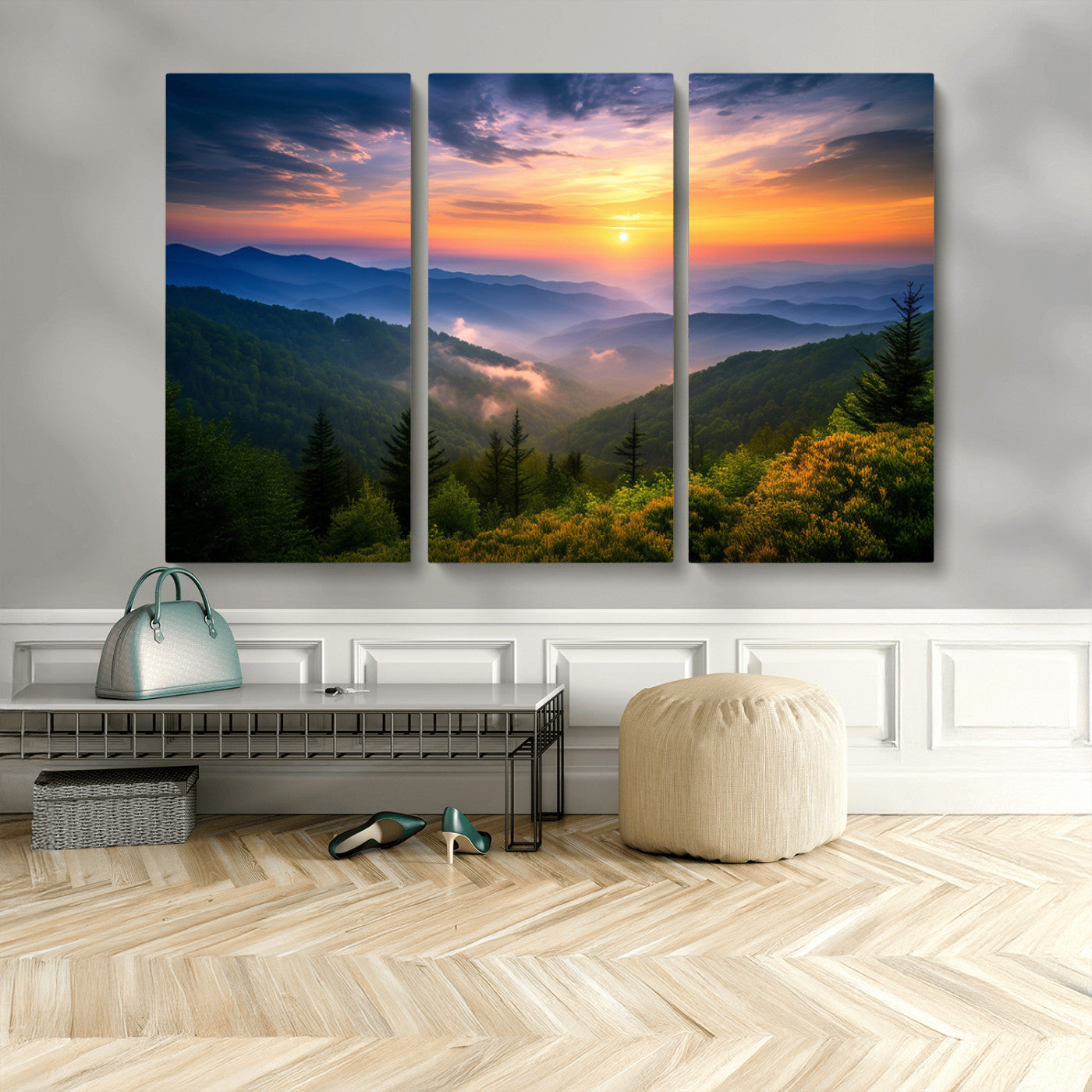 MGV-CV-48X32-3P - Majestic Mountain Sunrise Print | Landscape Wall Art | Canvas Print Ready to Hang | Farmhouse Wall