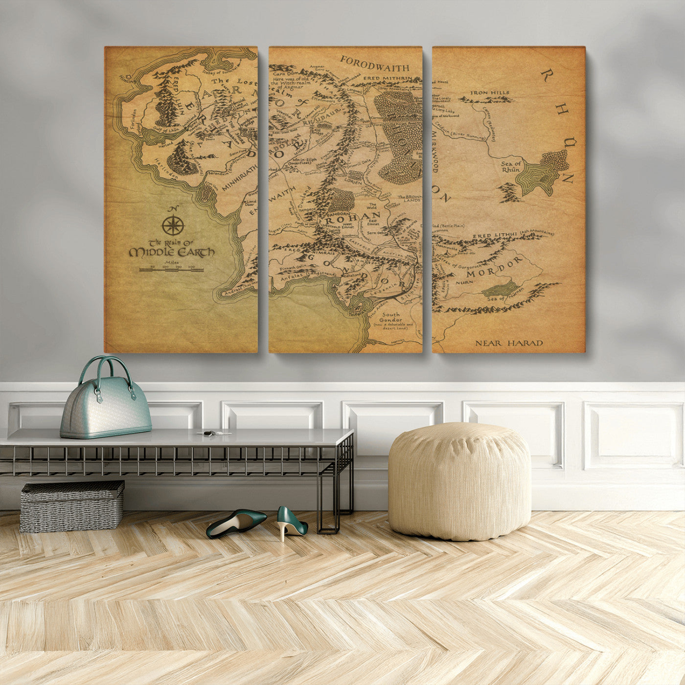 MGV-CV-48X32-3P - Push Pin World Map Canvas Print – Framed Wall Art for Couples to Track Their Travels – Anniversary