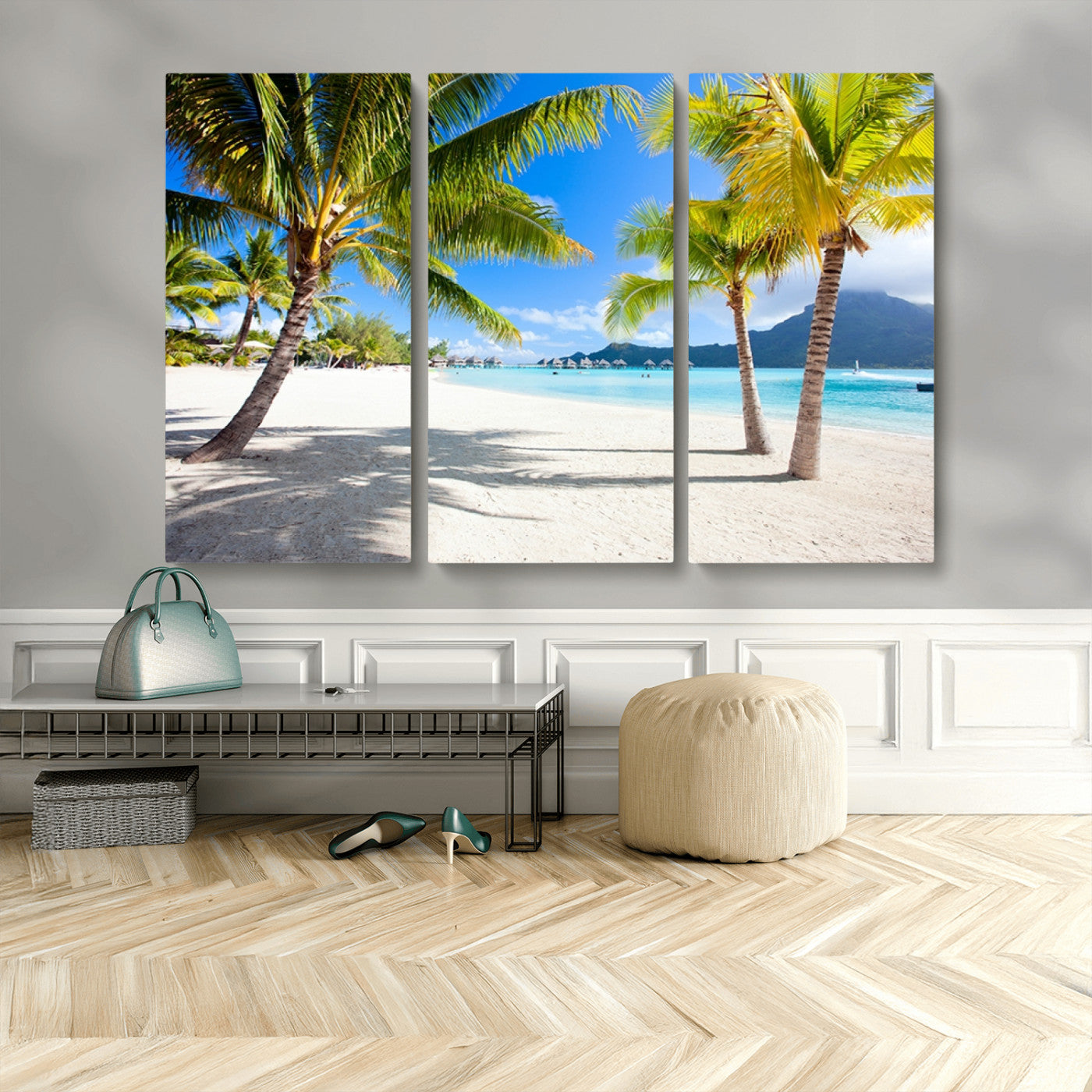 MGV-CV-48X32-3P - Blue Beach and Sea Wall Art Canvas Print