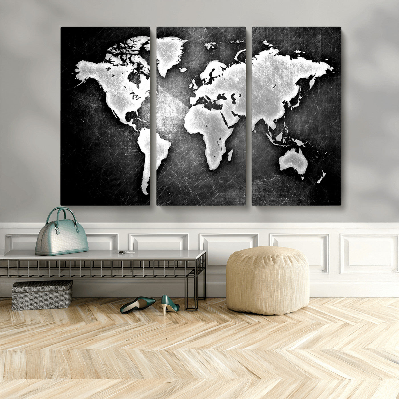 MGV-CV-48X32-3P - World Map Wall Art Canvas Print – Framed Wall Art for Anniversary Gift or Home Adventure Decor