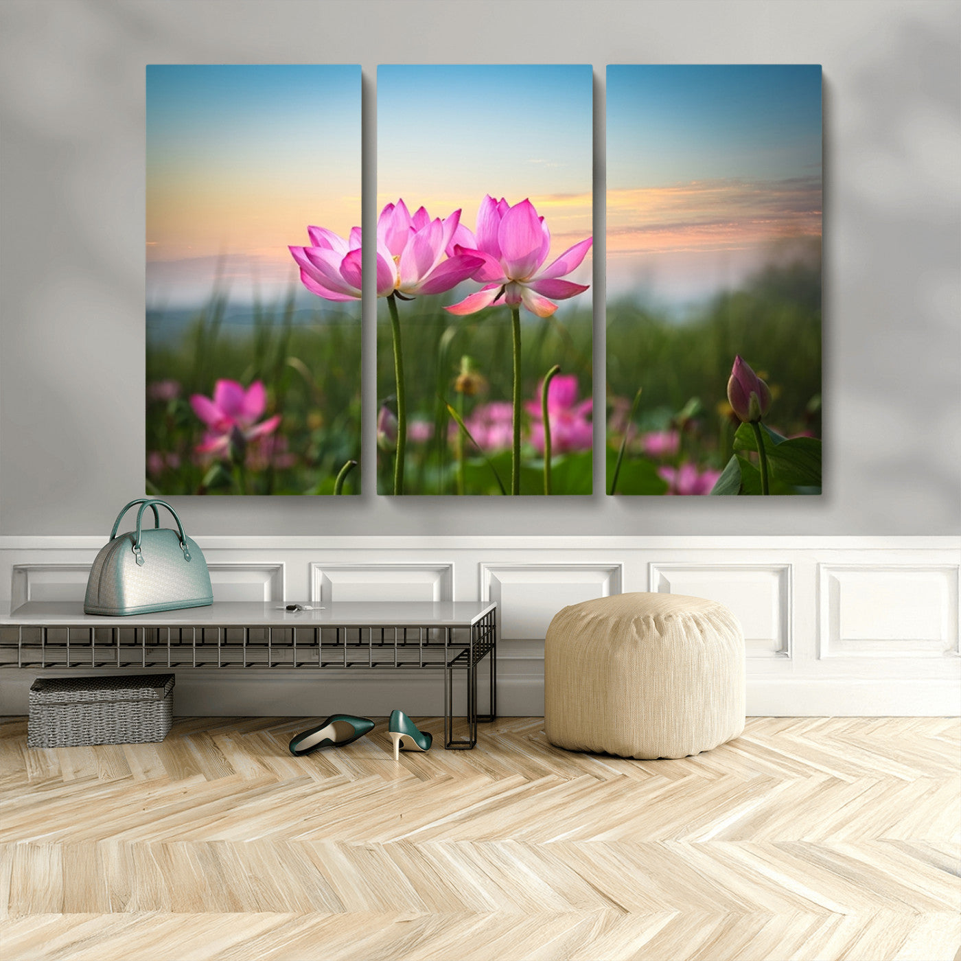 MGV-CV-48X32-3P - Pink Flower on the Mountain Canvas Print, Framed Pink Flower Canvas Wall Art