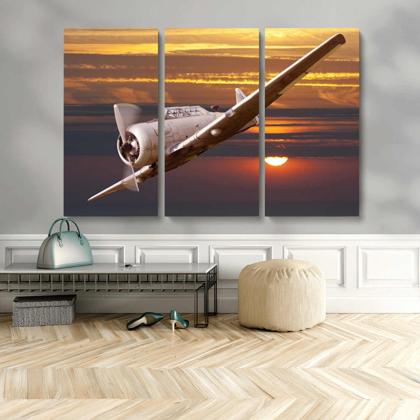 MGV-CV-48X32-3P - Old War Plane Wall Art Canvas Print